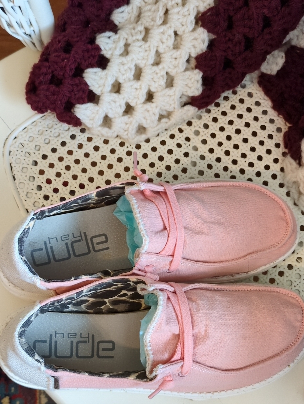 Hey Dude Pink Women's Slip-On Sneakers with Leopard Lining